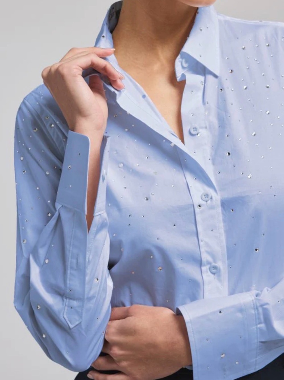 NWT Generation Love Marcello collared shirt in blue w/ rhinestones - Medium